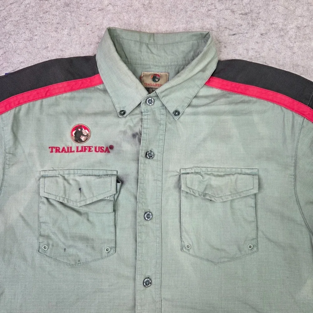TRAIL LIFE USA Troop Uniform Shirt Adult M Ripstop Fabric Scouts USA Patch